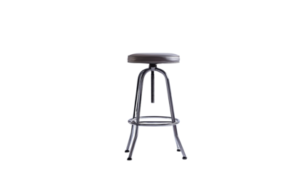 A sleek metal stool with a round seat, perfect for modern interiors, kitchens, or cafes, combining style with functionality.