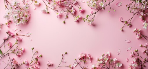 Fototapeta premium Pink Flowers on a Pink Background