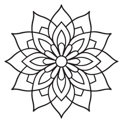 abstract  wild Mandela design pg, adult anti-stress coloring page in line art, floral pattern coloring sheet.