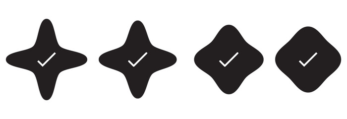 Set of Verified badges. Facebook, Instagram, TikTok and Twitter. Profile verification icons. Isolated on white background design eps 10