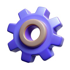 Gear 3D render icon isolated on white background