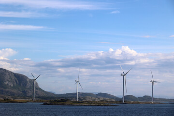 Wind turbines on the coast of Trondelag, Norway  