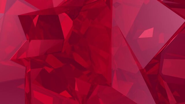 Red Dimond Cut glass Background With Abstract with shiny slow motion loops