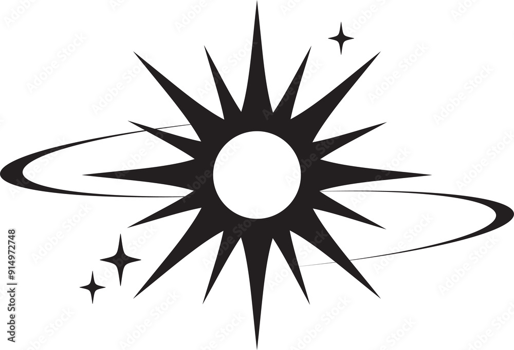 Poster line icon of star. y2k shiny element. sparkles and glitter symbol. retro graphic of minimal figure. 