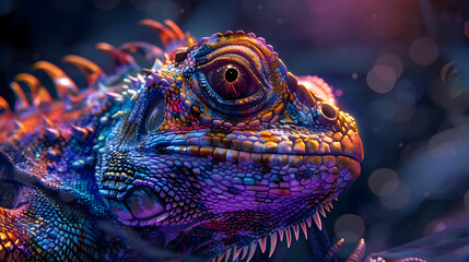 Close Up of a Colorful Lizard's Face