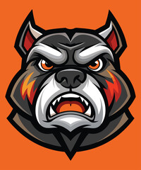 brave animal bulldog head face mascot design vector illustration, logo template isolated