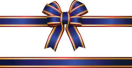 Blue Christmas bow with gold trim