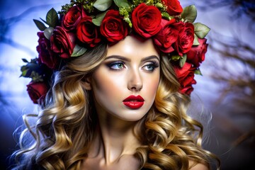 portrait of a woman with roses