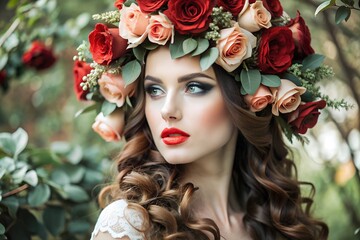 portrait of a woman with flowers in hair