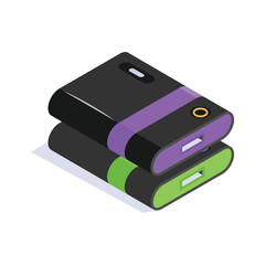 Isometric icon of a power bank, portable charging for electronic devices