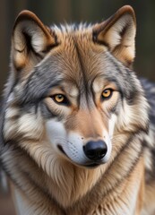 Fototapeta premium Grey Wolf (Canis lupus) Portrait, ai