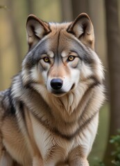 Fototapeta premium Grey Wolf (Canis lupus) Portrait, ai