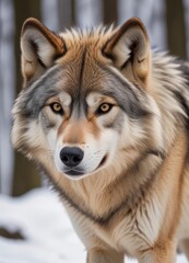 Naklejka premium Grey Wolf (Canis lupus) Portrait, ai