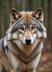Naklejka premium Grey Wolf (Canis lupus) Portrait, ai