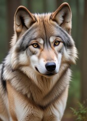 Fototapeta premium Grey Wolf (Canis lupus) Portrait, ai