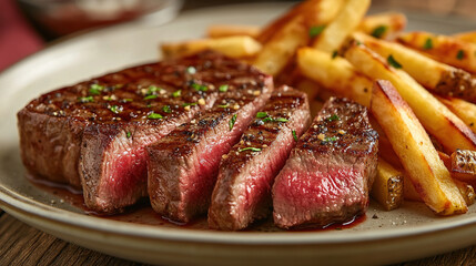 Grilled steak with fresh vegetables. Juicy grilled beef steaks. Sliced beef steak with rosemary. Sliced roast beef. Sliced medium rare beef steak. Sliced juicy steak. Delicious and juicy beef steaks.