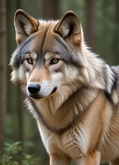 Fototapeta premium Grey Wolf (Canis lupus) Portrait, ai