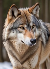 Fototapeta premium Grey Wolf (Canis lupus) Portrait, ai
