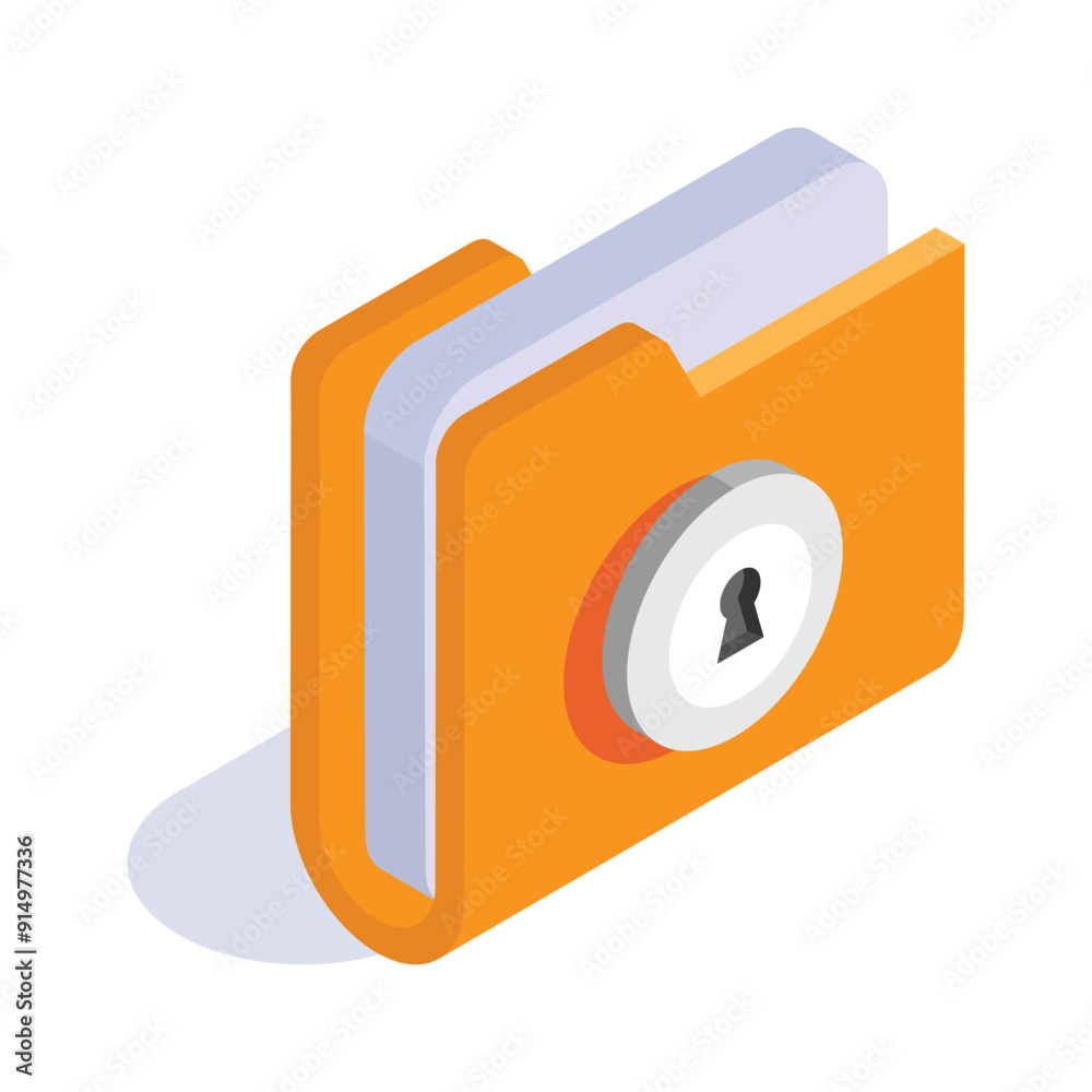Wall mural encrypted folder isometric icon, depicting secure file storage and data protection