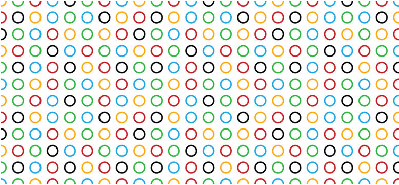 Abstract background with colored circle seamless pattern isolated on white bg