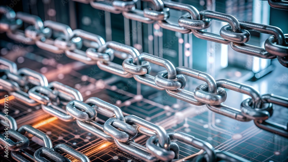Poster digital blockchain ledger with secure connections