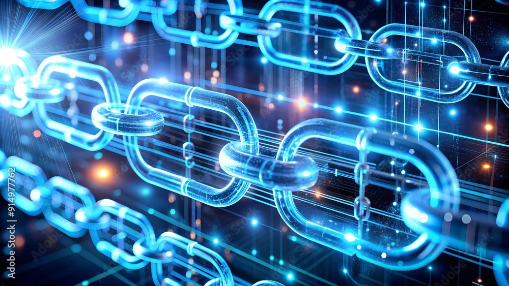 Poster digital blockchain ledger with secure connections