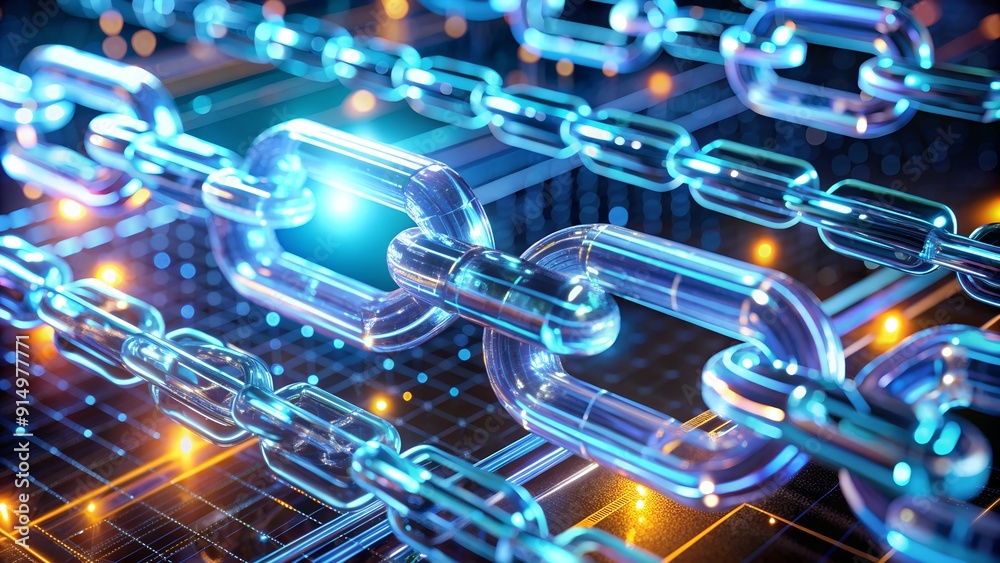 Poster digital blockchain ledger with secure connections