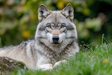 Fototapeta premium A grey wolf Canis lupus , ai