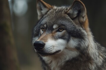 Fototapeta premium A grey wolf Canis lupus , ai