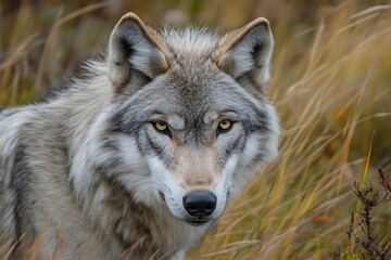 Fototapeta premium A grey wolf Canis lupus , ai