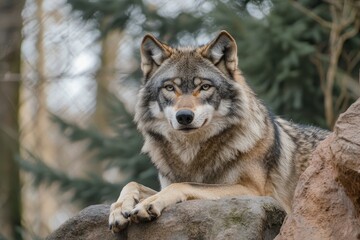 Fototapeta premium A grey wolf Canis lupus , ai