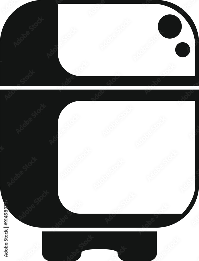 Sticker Black and white icon of a double chamber deep fryer showing cooking equipment for restaurant kitchens