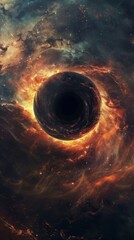 Fiery Cosmic Black Hole Swirling in Space