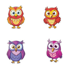 set of owls isolated