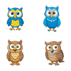 set of owls on a branch