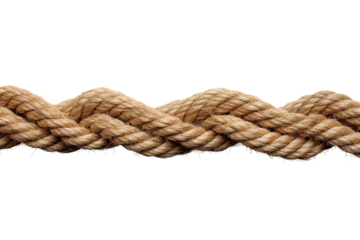 Intricate Braided Natural Fiber Rope Displaying Artistic Weaving Techniques on a Bright Background on Transparent PNG Background.