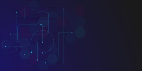 Vectors Abstract connecting lines and dots., Social networking, network connection and global communication technology background