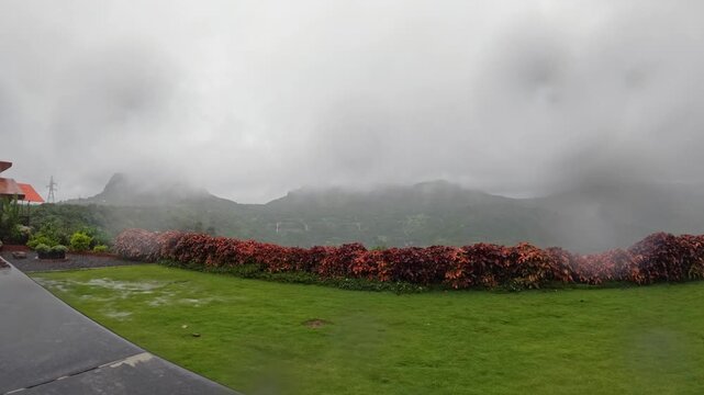 Amarja Hills, Mahagaon Rd, near Pawna Dam, Mahagaon, India 18th July 2024: Situated in Pawna, Lonavala amidst the beautiful Sahyadri mountains and overlooking the calming Pawna Lake during Monsoon