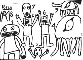 Obraz premium Cute illustration of moster hand drawn