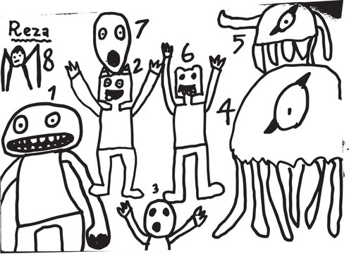 Cute illustration of moster hand drawn