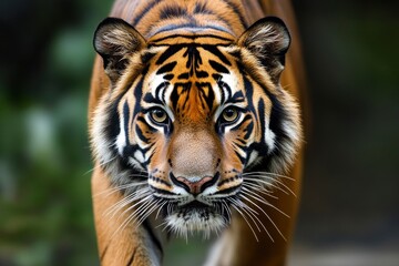 Obraz premium Proud Sumatran Tiger prowling towards the camera , ai