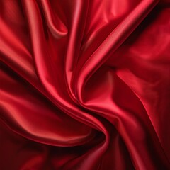 Fototapeta premium Smooth, glossy red fabric draping elegantly with a rich texture, ideal for fashion and design backgrounds or textile projects