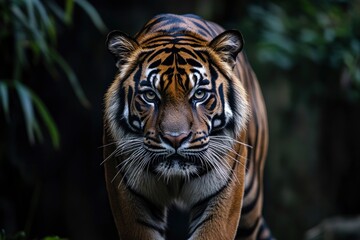 Proud Sumatran Tiger prowling towards the camera , ai