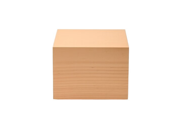 Smooth Wooden Cube Positioned Elegantly on a Light Background During a Bright Day on Transparent PNG Background.