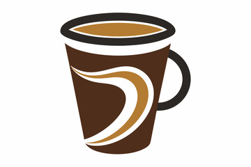 
cup for a cafe with curvy and dynamic line vector art, coffee cup vector illustration