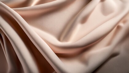 Fototapeta premium Soft beige satin fabric draped in elegant folds, showcasing the texture and sheen, ideal for fashion and design backgrounds