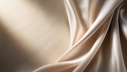 Obraz premium Soft beige satin fabric draped elegantly with natural light enhancing the texture and subtle sheen of the material