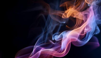 Abstract colorful smoke patterns flowing gracefully against a dark background creating a mesmerizing visual effect