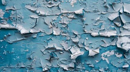 Peeling Blue Paint Texture on Wall Surface
