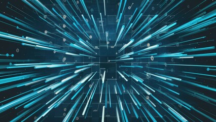 Abstract blue communication lines forming dynamic patterns with interconnected dots showcasing technology and creativity in a modern mosaic design